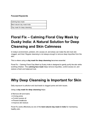 Floral Fix – Calming Floral Clay Mask by Dusky India_ A Natural Solution for Deep Cleansing and Skin Calmness