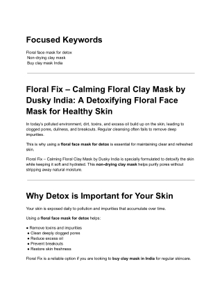 Floral Fix – Calming Floral Clay Mask by Dusky India_ A Detoxifying Floral Face Mask for Healthy Skin