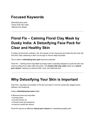 Floral Fix – Calming Floral Clay Mask by Dusky India_ A Detoxifying Face Pack for Clear and Healthy Skin