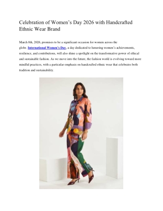 Women's Day 2026 with Handcrafted Ethnic Wear Brand