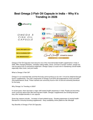 Best Omega 3 Fish Oil Capsule in India – Why It’s Trending in 2026