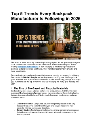Top 5 Trends Every Backpack Manufacturer Is Following in 2026