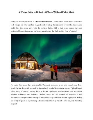 A Winter Guide to Finland – Offbeat, Wild and Full of Magic