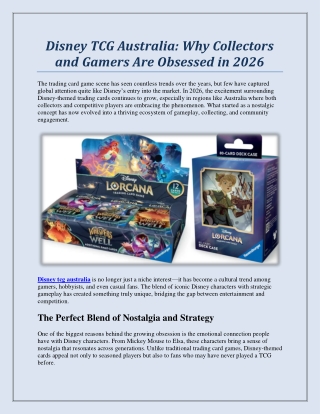 Disney TCG Australia: Why Collectors and Gamers Are Obsessed in 2026