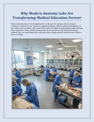 Why Modern Anatomy Labs Are Transforming Medical Education Forever
