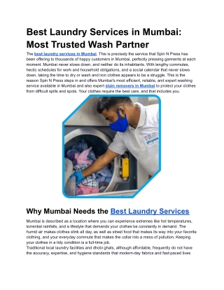 Best Laundry Services in Mumbai_ Most Trusted Wash Partner