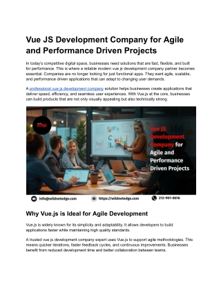 Vue JS Development Company for Agile and Performance Driven Projects