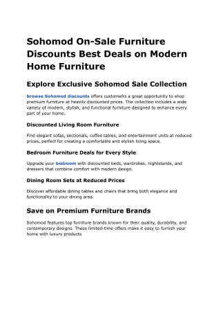 Sohomod On-Sale Furniture Discounts Best Deals on Modern Home Furniture