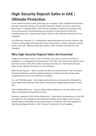 High-Security Deposit Safes in UAE _ Ultimate Protection