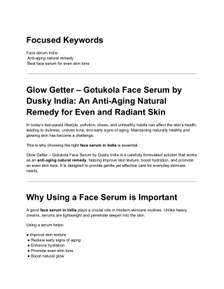 Glow Getter – Gotukola Face Serum by Dusky India_ An Anti-Aging Natural Remedy for Even and Radiant Skin
