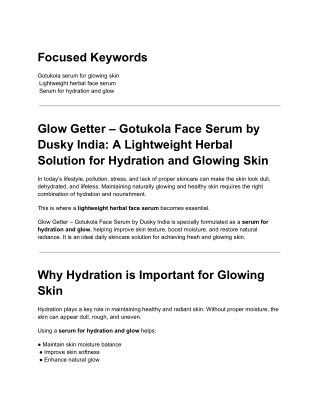 Glow Getter – Gotukola Face Serum by Dusky India_ A Lightweight Herbal Solution for Hydration and Glowing Skin