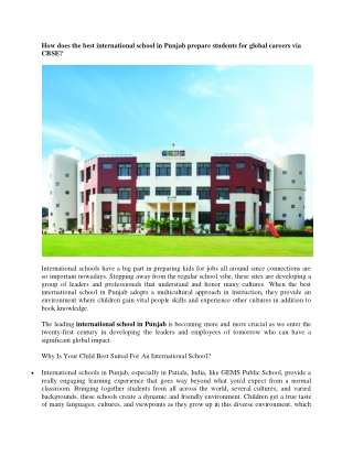 How does the best international school in Punjab prepare students for global careers via CBSE