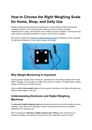 Weighing Scale Guide: Price, Types and Home Use Benefits