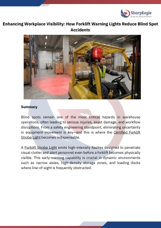 How Forklift Warning Lights Reduce Blind Spot Accidents in Warehouses