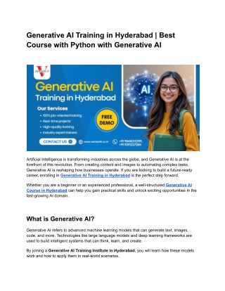 Generative AI Training in Hyderabad _ Best Course with Python with Generative AI