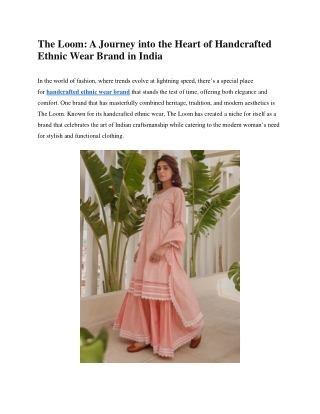 Journey into the Heart of Handcrafted Ethnic Wear Brand in India