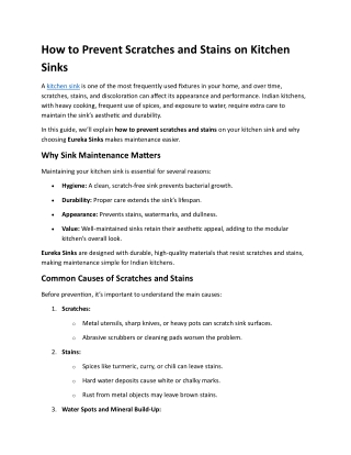 How to Prevent Scratches and Stains on Kitchen Sinks