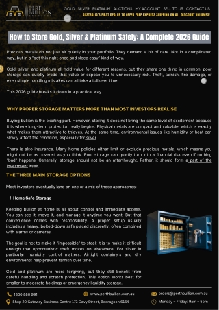 How to Store Gold, Silver & Platinum Safely.