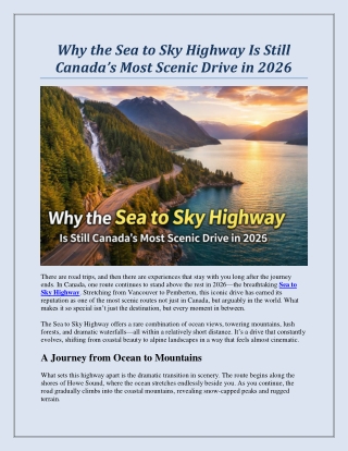 Why the Sea to Sky Highway Is Still Canada’s Most Scenic Drive in 2026