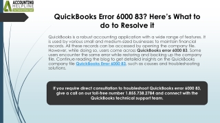 Step-by-Step Solutions for QuickBooks Error 6000 83