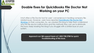 Simple Steps to Fix QuickBooks File Doctor Not Working Issue