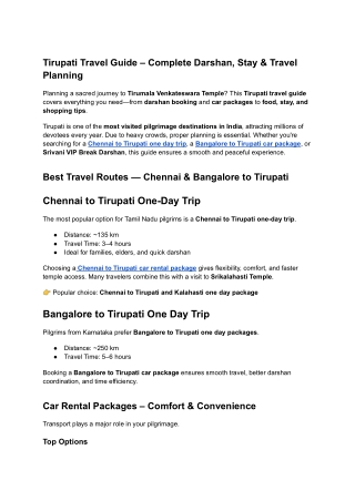 Tirupati Travel Guide_ Darshan, Food & Packages