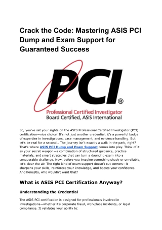 Crack the Code_ Mastering ASIS PCI Dump and Exam Support for Guaranteed Success (2)