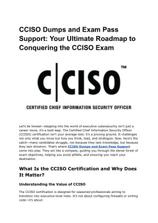 CCISO Dumps and Exam Pass Support_ Your Ultimate Roadmap to Conquering the CCISO Exam