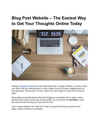 Blog Post Website – The Easiest Way to Get Your Thoughts Online Today