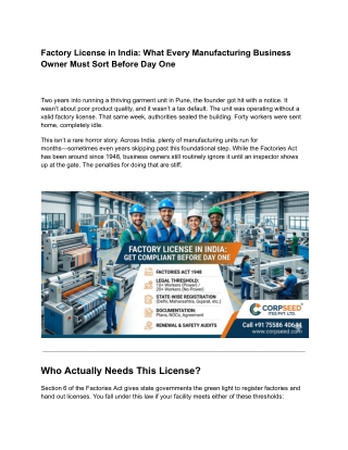 Factory License in India What Every Manufacturing Business Owner Must Sort Before Day One