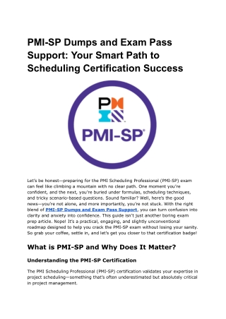 PMI-SP Dumps and Exam Pass Support_ Your Smart Path to Scheduling Certification Success