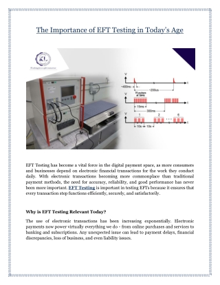 The Importance of EFT Testing in Today’s Age