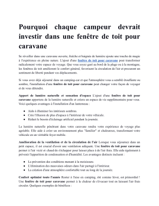 Pourquoi chaque campeur devrait investir dans une fenêtre de toit pour caravane.docx