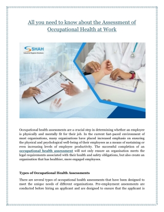All you need to know about the Assessment of Occupational Health at Work