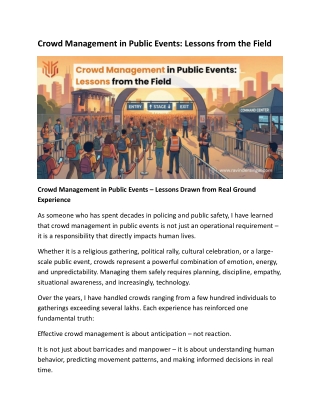 Crowd Management in Public Events: Lessons from the Field