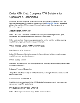 Complete ATM Solutions for Operators _ Technicians - Dollar ATM Club
