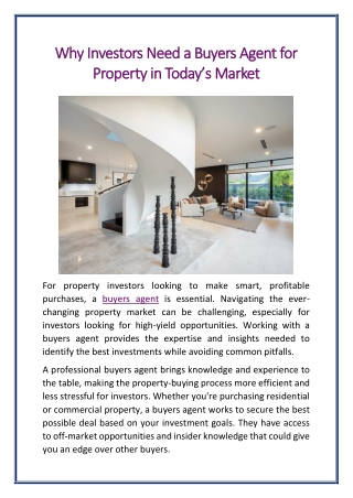 Why Investors Need a Buyers Agent for Property in Today’s Market