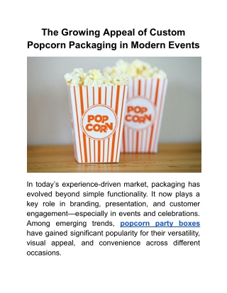 The Growing Appeal of Custom Popcorn Packaging in Modern Events