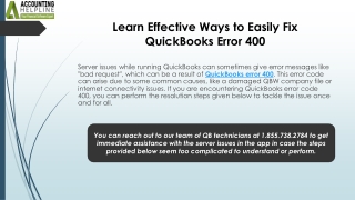 How to Resolve QuickBooks Error 400 in Simple Steps