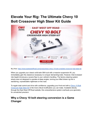 Elevate Your Rig_ Chevy 10 Bolt Crossover High Steer Kit Guide