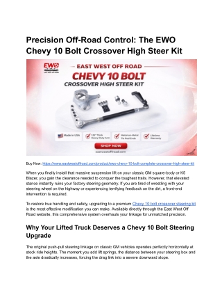 Precision Off-Road Control: Chevy 10 Bolt Crossover Steering Kit
