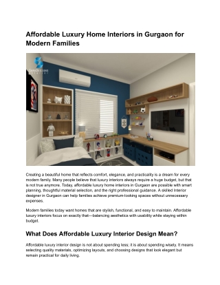 Affordable Luxury Home Interiors in Gurgaon for Modern Families