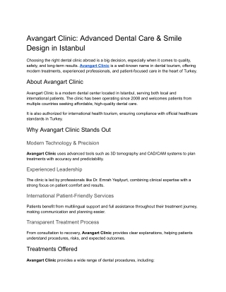 Advanced Dental Care _ Smile Design in Istanbul - Avangart Clinic
