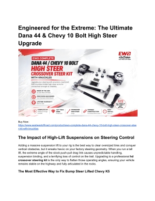 Ultimate Dana 44 & Chevy 10 Bolt Crossover Steering Kit