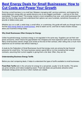 Best Energy Deals for Small Businesses