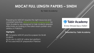 MDCAT Sindh Test Papers Online