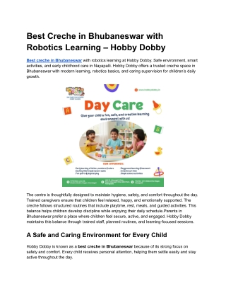 Best Creche in Bhubaneswar with Robotics Learning – Hobby Dobby
