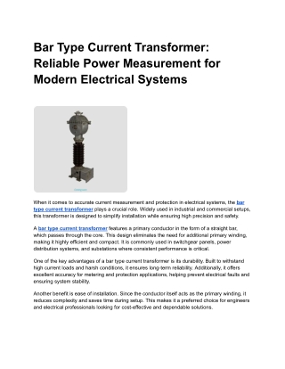 Bar Type Current Transformer_ Reliable Power Measurement for Modern Electrical Systems