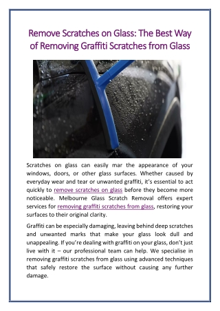 Remove Scratches on Glass The Best Way of Removing Graffiti Scratches from Glass