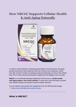 How NRCGC Supports Cellular Health & Anti-Aging Naturally
